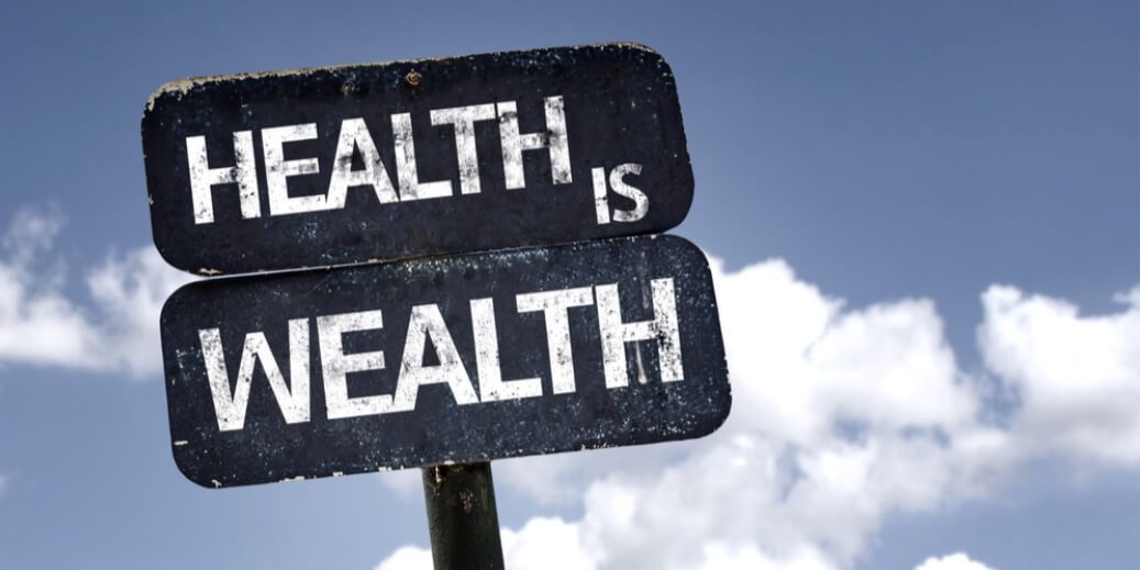 a road sign saying health is wealth