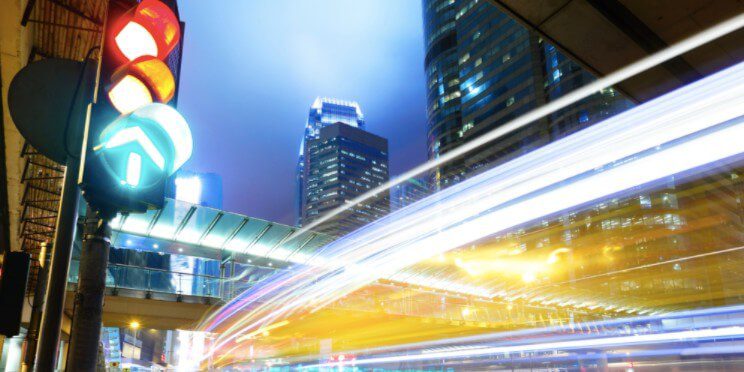 an image of street lights on busy time