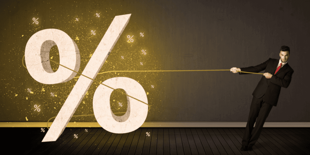 an image of person pulling a percentage icon